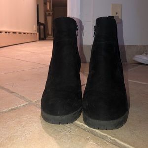 ASOS black chunky heel booties